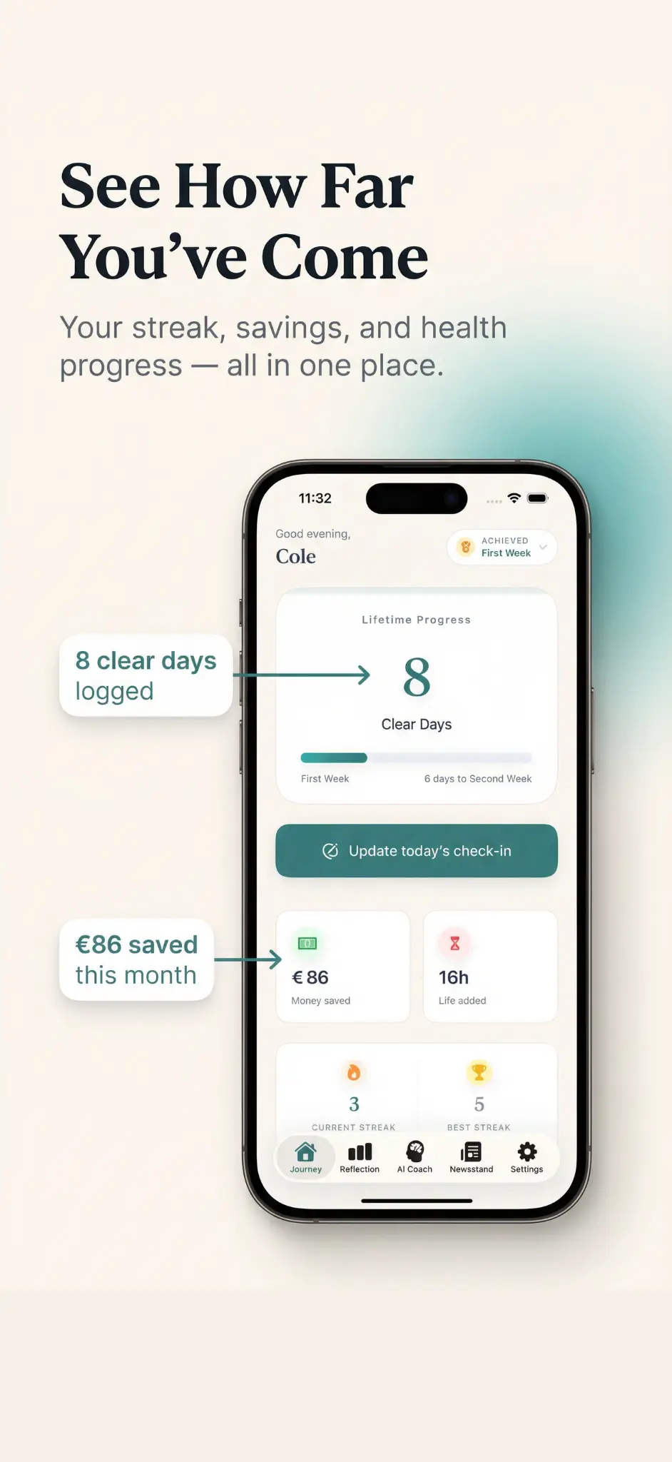 ClearDays App - See How Far You've Come
