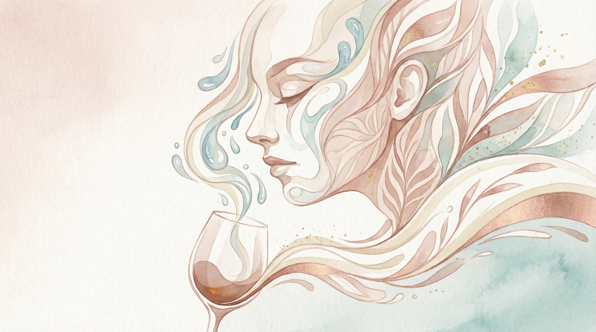 Elegant watercolor illustration of skin health and hydration - understanding how alcohol affects facial appearance