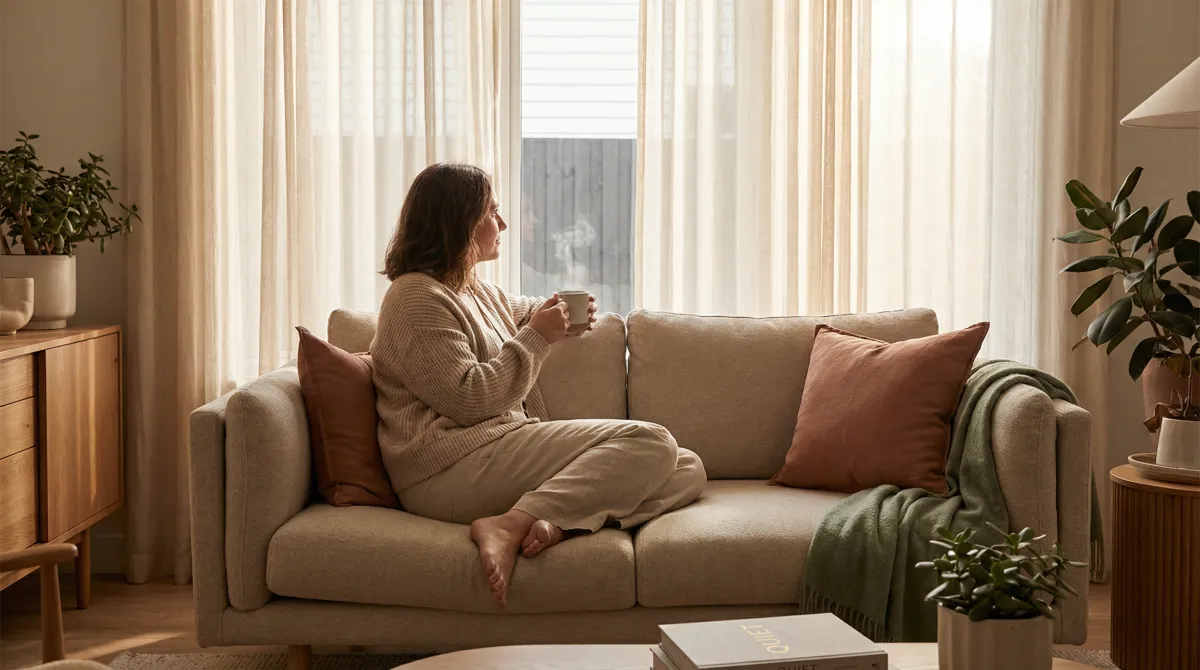 Person in their 40s recovering from a hangover with herbal tea and rest - evidence-based hangover recovery strategies for adults over 40